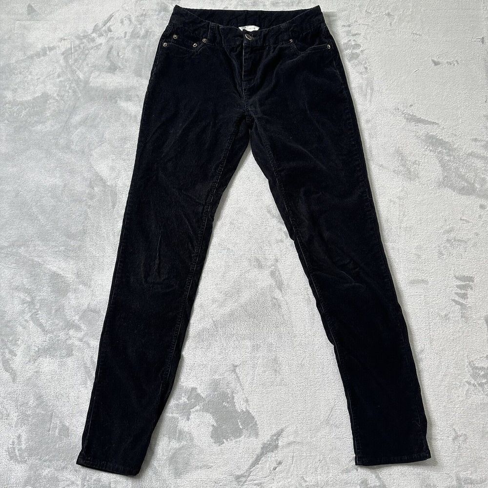 Garnet Hill Pants Womens 2 Slim Five-Pocket Cords Corduroy Black‎ Neutral